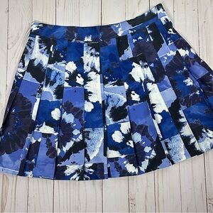 NATTY vintage pleated blue inkblot patchwork skirt - size 4